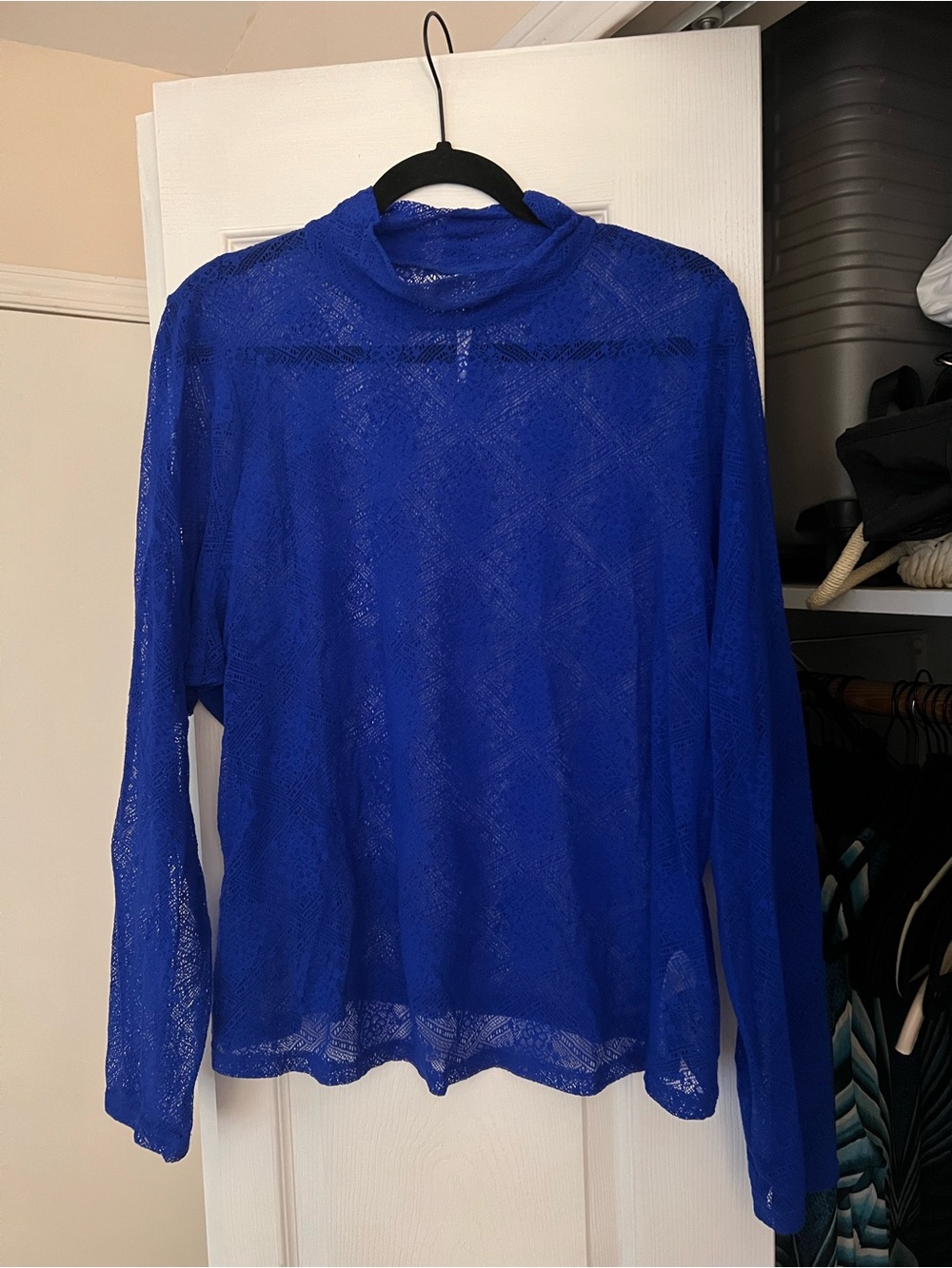 Anthropologie Blue Sheer Long-Sleeve Women's Top